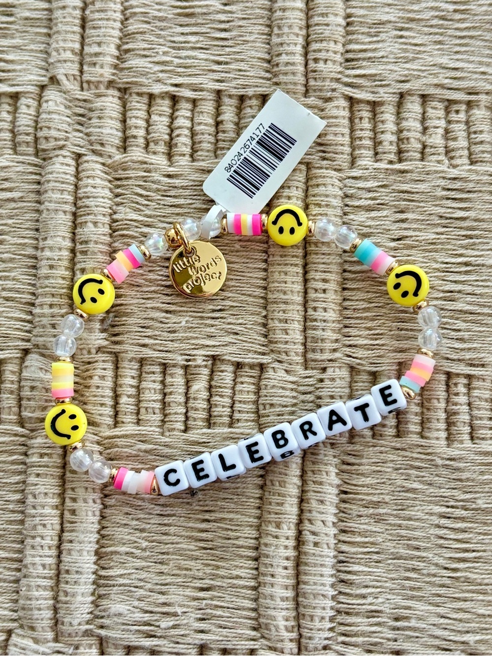 LITTLE WORDS PROJECT “Celebrate” Smiley Face Friendship Bracelet